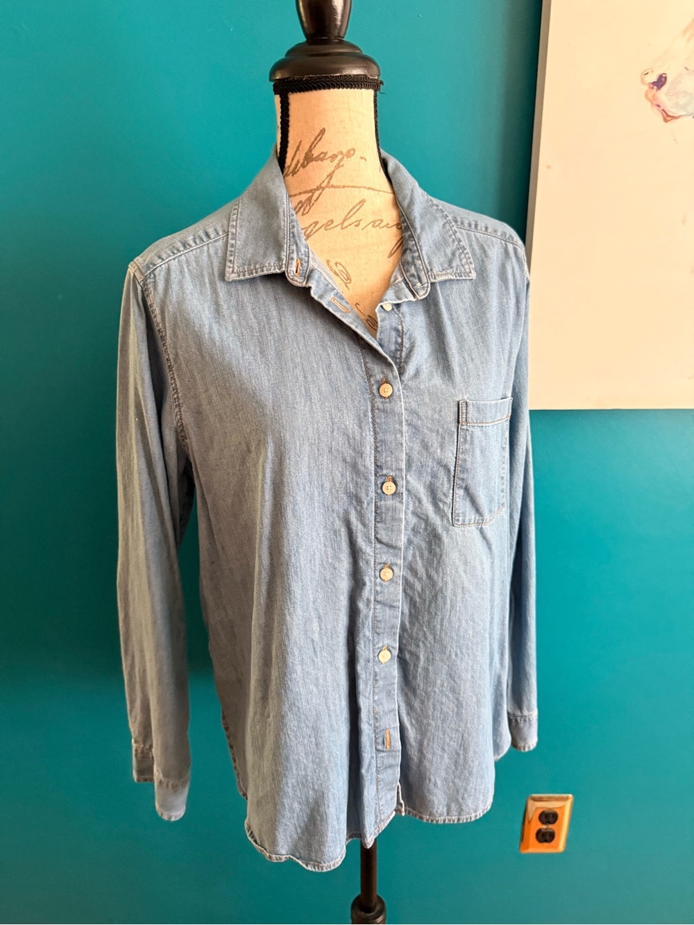 LOFT Light Blue Denim Button-Down Shirt